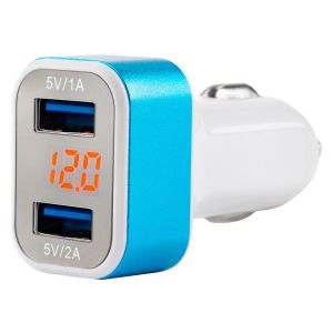 Nabíjačka mobilného telefónu s 2xUSB + tester napätia akumulátora