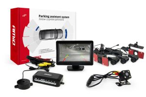 Parkovací asistent TFT01 4,3" s kamerou HD-315-LED 4-senzorové - čierne vnútorné