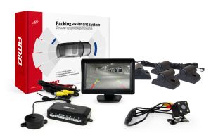 Parkovací asistent TFT01 4,3" s kamerou HD-315-LED 4-senzorové - čierne Truck