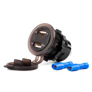 MOD-06 - vodotesná nabíjačka 2xUSB + voltmeter - 12/24V