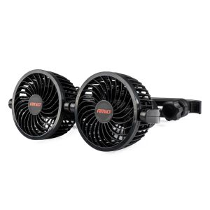 Dvojitý ventilátor do auta na opierku hlavy s USB nabíjačkou - 2 x 4" - 12V