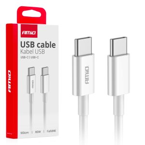 Kábel USB-C / USB-C - 60W - 100cm - FullLINK - biely