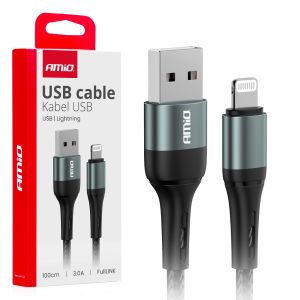 Kábel USB / Lightning - 3A - 100cm - FullLINK - čierny