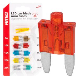 Mini nožové poistky s led diódou - 10 ks