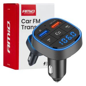 FM transmitter 2×USB + Mic + QC3.0 / 12V-24V - 04648