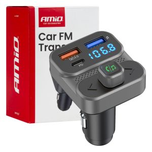 FM transmitter 2×USB + USB-C + QC3.0 + Mic / 12V - 24V - 04649