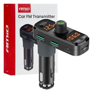 FM transmitter 2×USB + USB-C + SD + QC3.0 + Mic / 12V - 24V - 04653