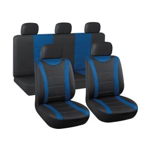 Autopoťahy čierno-modré s prešívaním