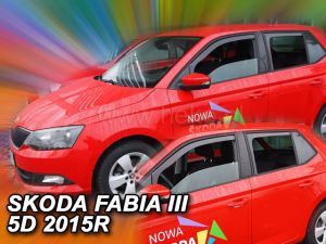 Deflektory komplet 4 ks - Škoda Fabia, 2014-20 / III. gen., DLHÉ