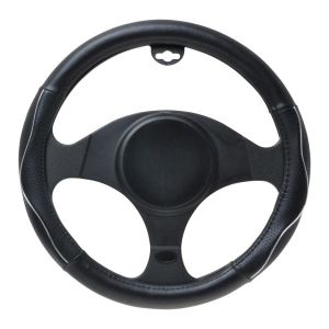 Poťah volantu - čierny s lemovaním / 37-39 cm