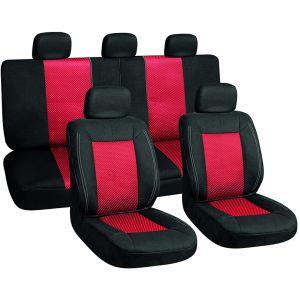 Autopoťahy čierno-červené s prešívaním
