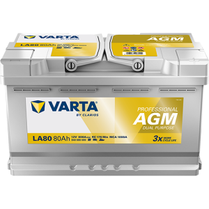 Professional AGM Dual Purpose - LA 80 - 12 V - 80 Ah - 800 A / + vpravo 