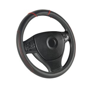 Poťah volantu - čierny s červením pásikom - 37 - 39 cm