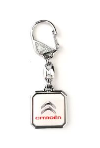 Kľúčenka kovová štvorec - Citroen - biela