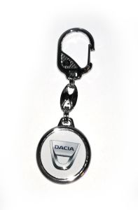 Kľúčenka kovová kruhová - Dacia - biela