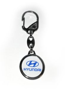 Kľúčenka kovová kruhová - HYUNDAI - biela