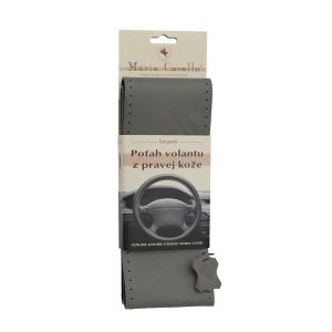 kožený poťah volantu - A - sivý / 36,5-39 cm