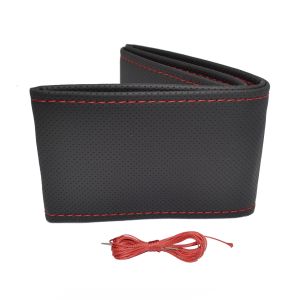 Eko kožený poťah volantu šnurovací - čierny / perforovaný 38-39 cm