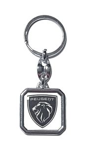 Kľúčenka kovová štvorec - PEUGEOT - NEW - biely