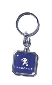Kľúčenka kovová štvorec - PEUGEOT - modry