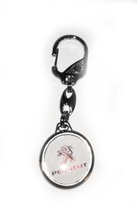 Kľúčenka kovová kruhová - PEUGEOT - biely