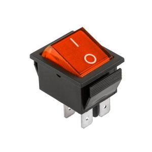 Prepínač kolískový 4pin 230V - červený