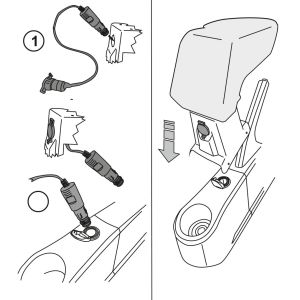 Adaptér lakťovej opierky pre Renault Twingo, 2014-24 / +12V kábel