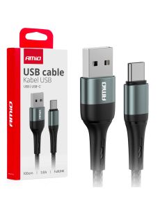 Kábel USB / USB-C - 3A - 100cm - FullLINK - čierny